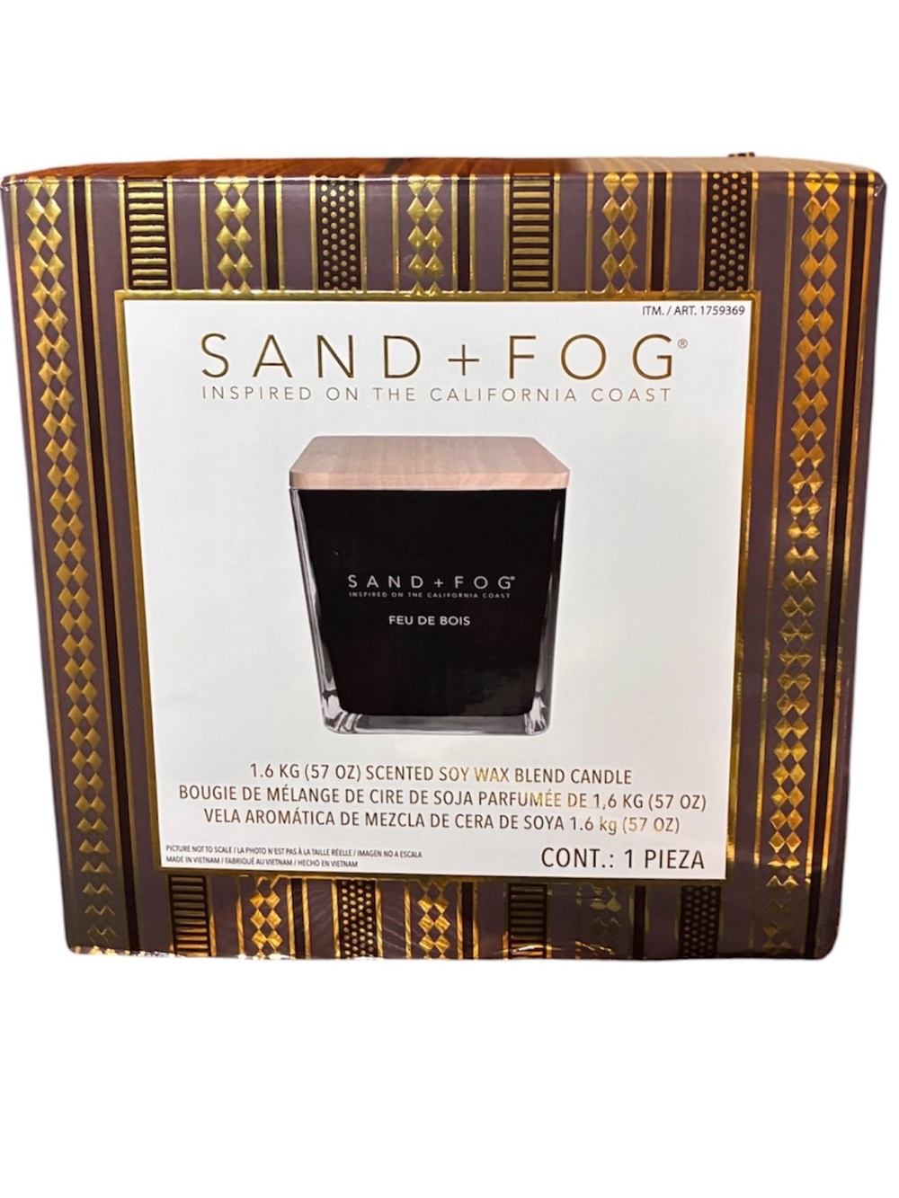 57oz⭐Sand + Fog Scented Candle SAND + FOG Candle Wooden Lid Scent: Feu De Bois